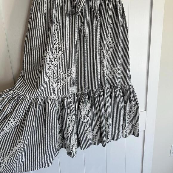 TORY BURCH Eyelet Seersucker Midi Dress Size 10 - Picture 4 of 9